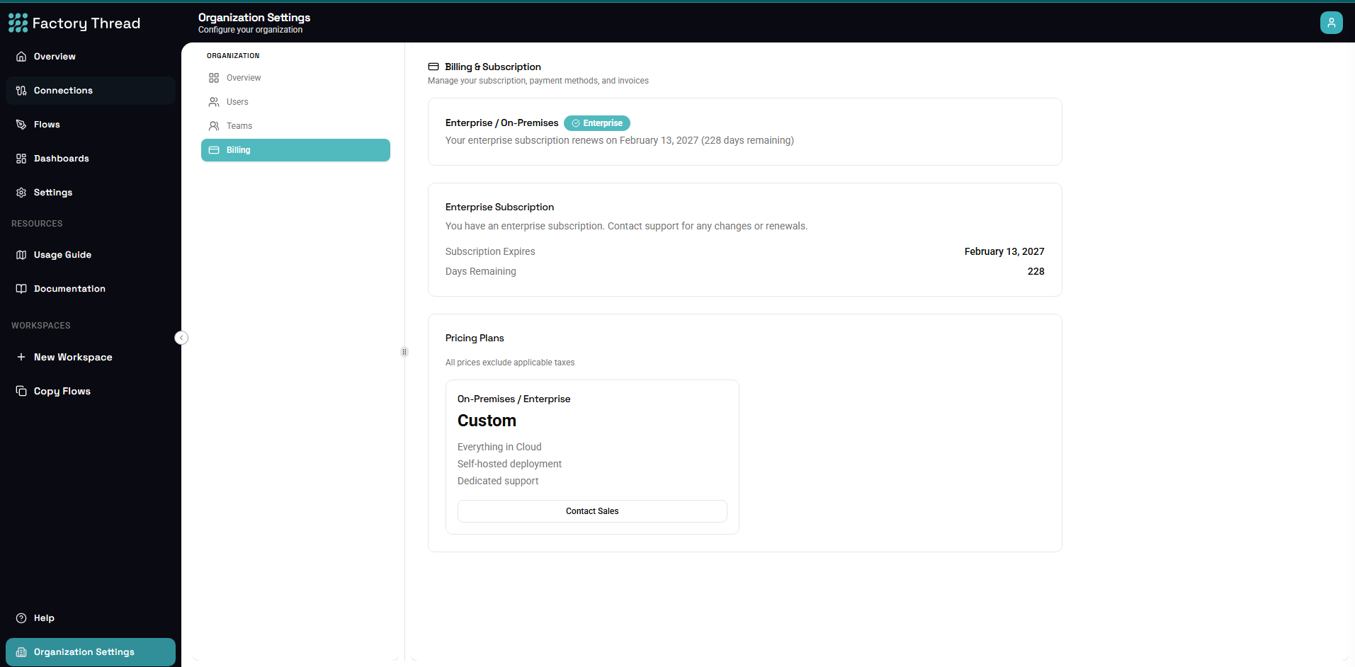 Organization Settings
